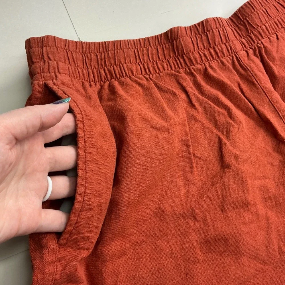 Old Navy Orange Linen Blend Shorts Women XL Comfort Waistband 692834-04
